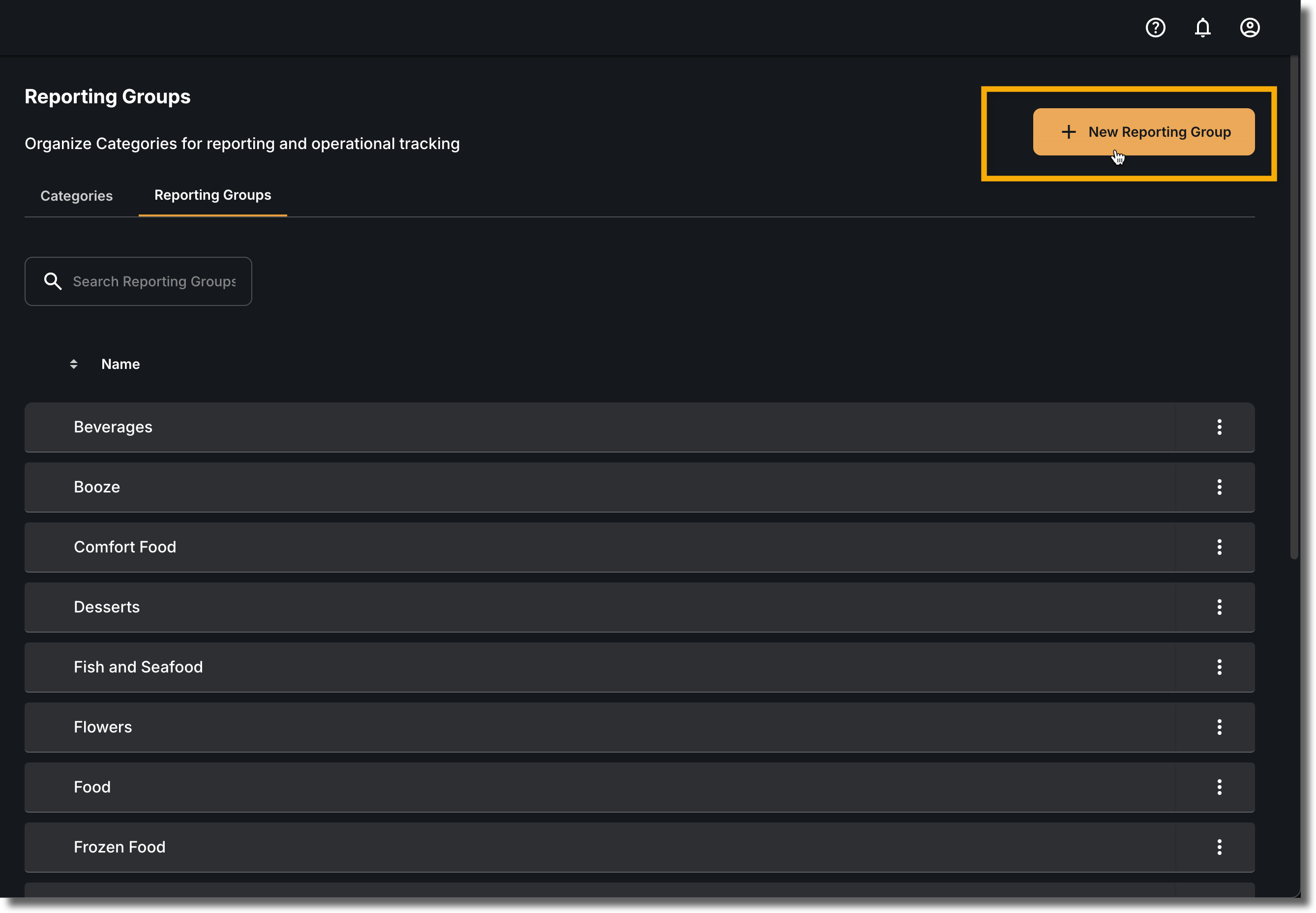 Reporting Groups UI