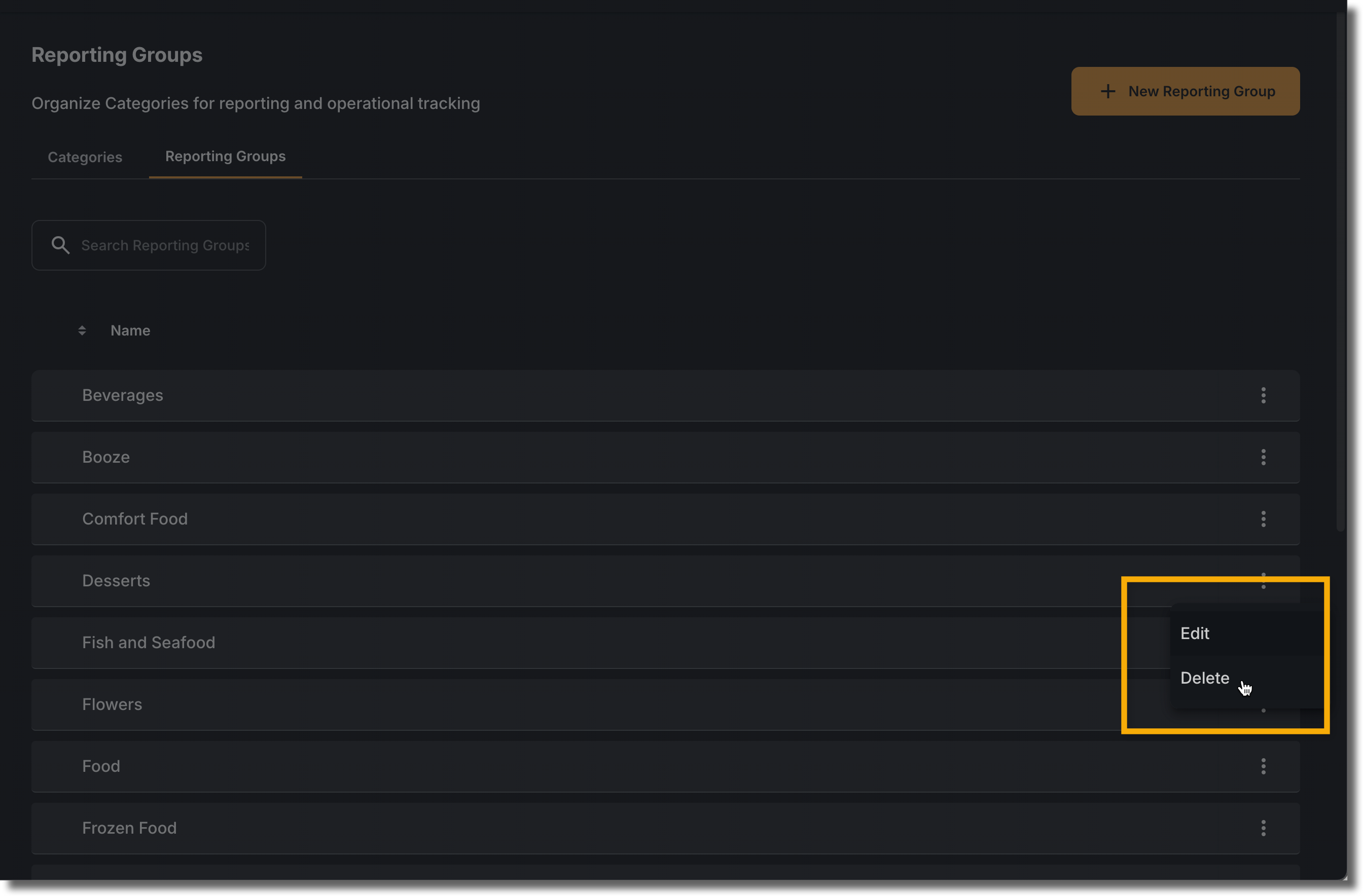Delete Reporting Group