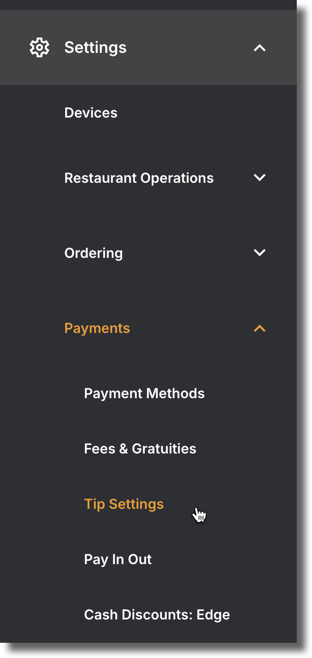 Navigate to Tip Settings