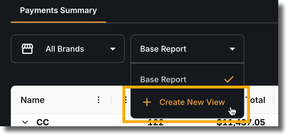 Click + Create New View