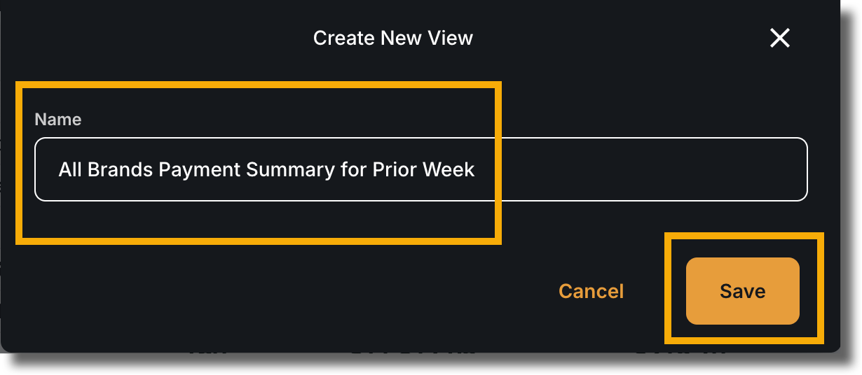 Enter a Name for your new view