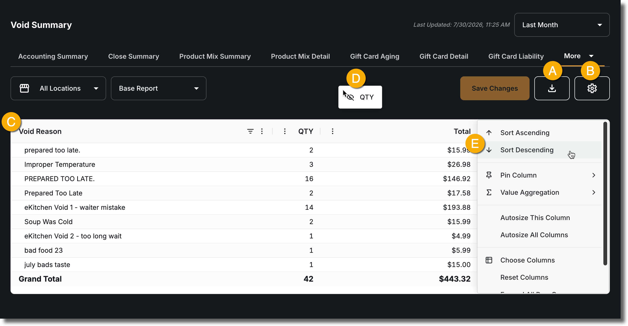 Interacting with Report Sections