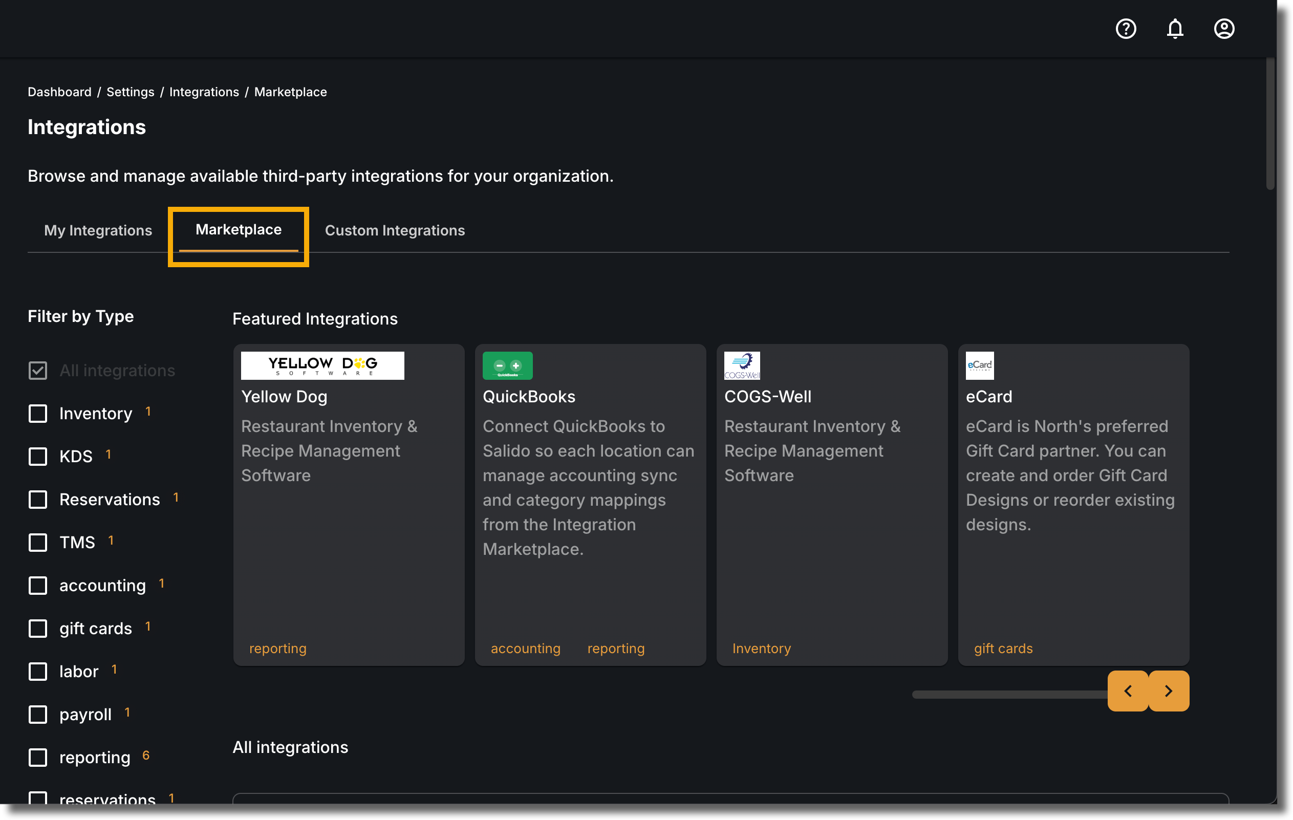 Click the Marketplace Tab