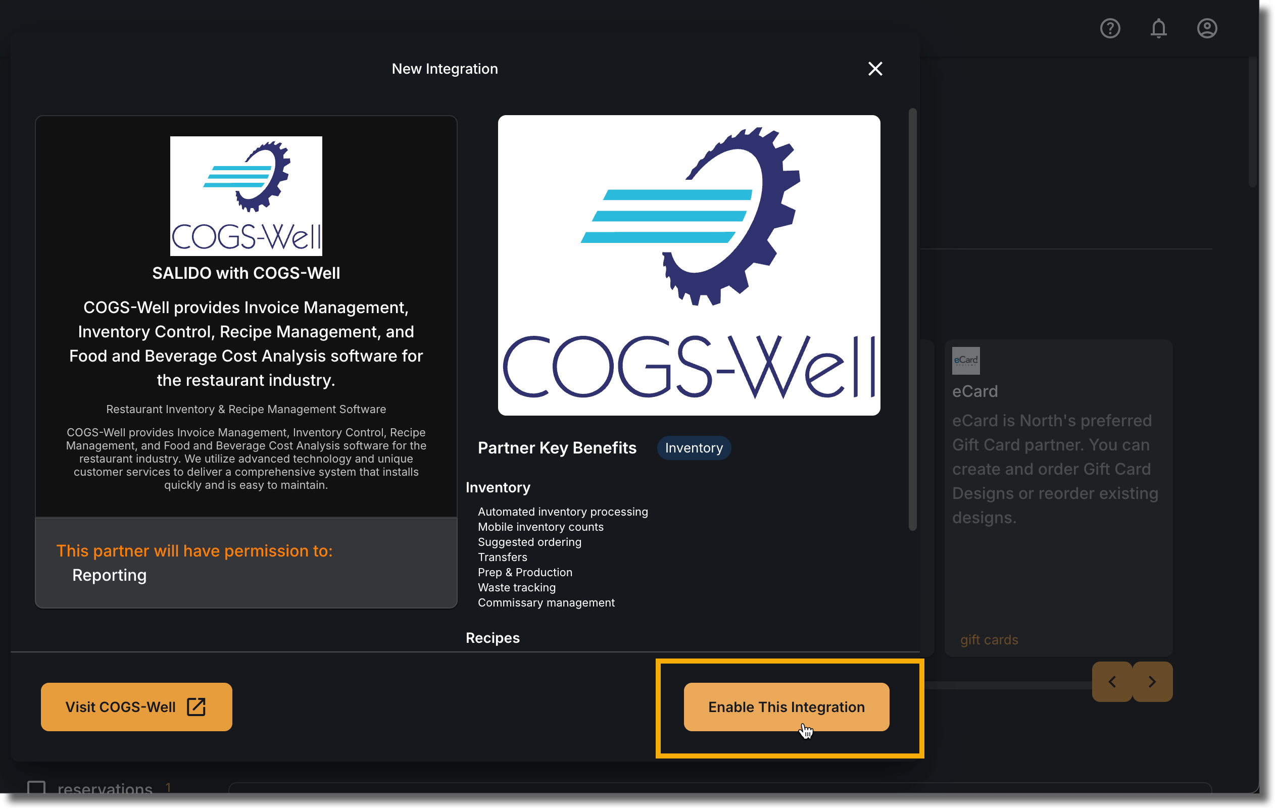 Click Enable this Integration
