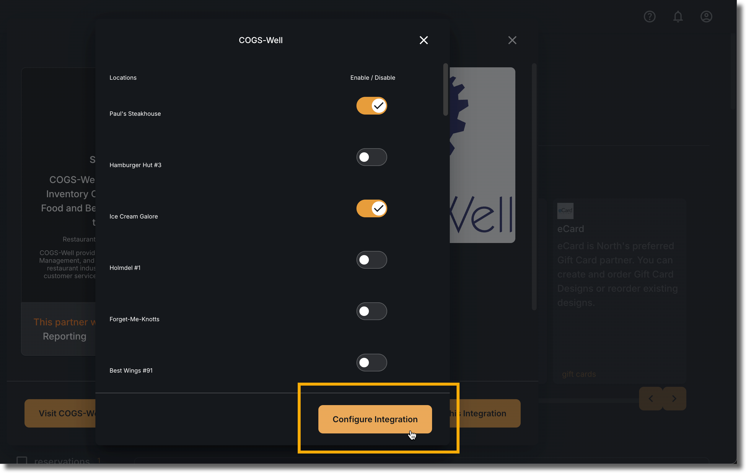Click Configure Integration