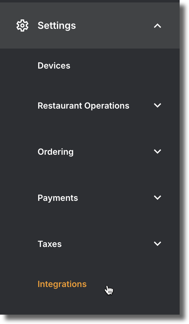 Navigate to Settings and select Integrations