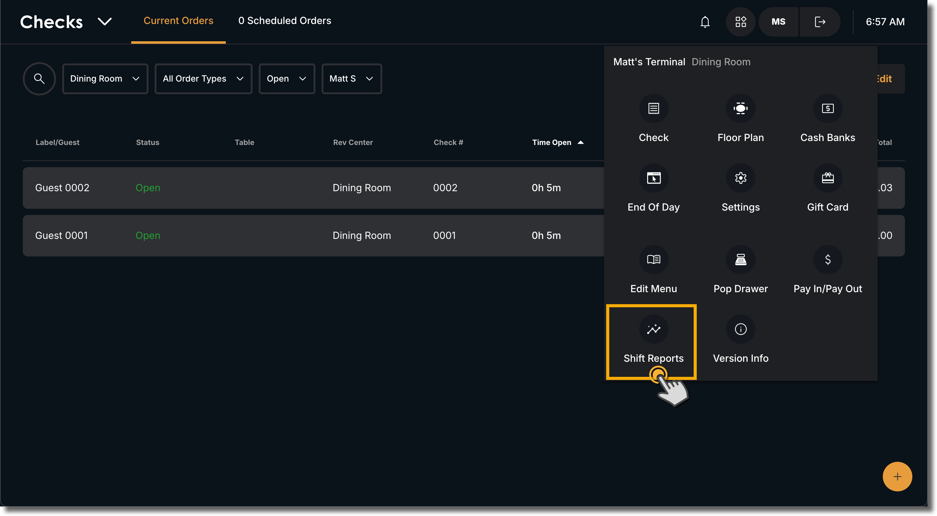 Tap Shift Reports