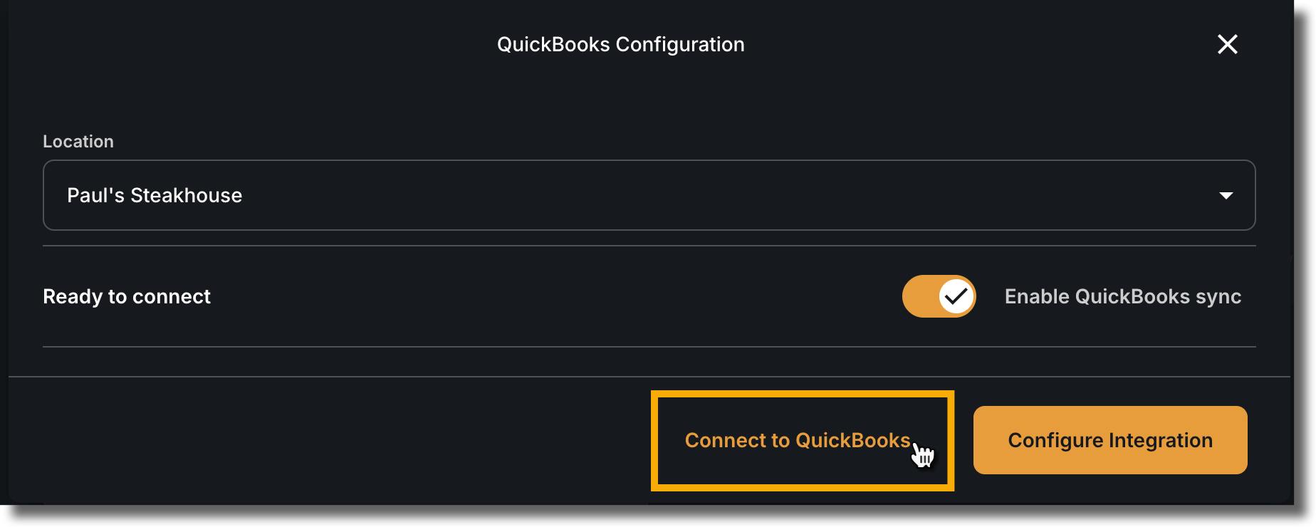 Click Connect to QuickBooks