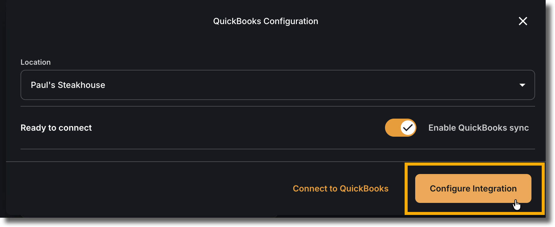 Click Configure QuickBooks to save configuration